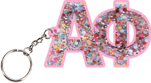 Alpha Phi Confetti Keychain