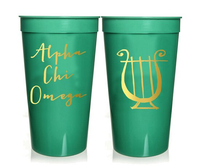 Alpha Chi Omega Sorority Stadium Cup with Gold Foil Print