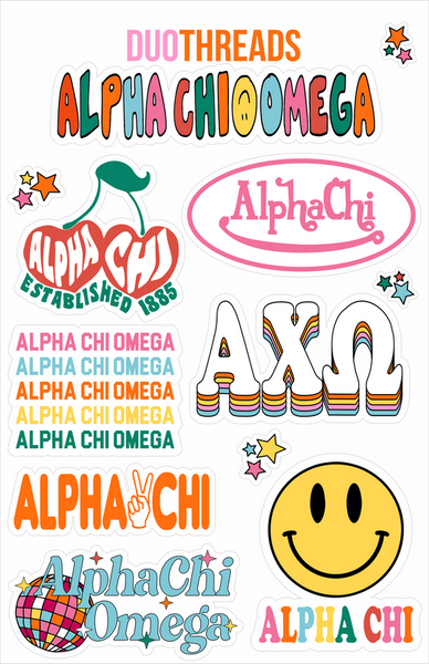 Alpha Chi Omega Rainbow Sticker Sheet