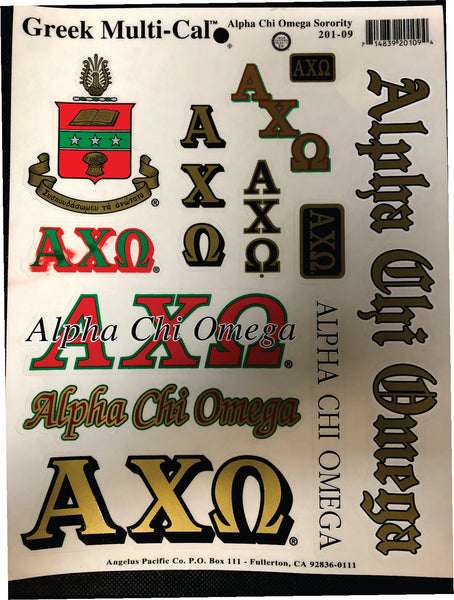 Alpha Chi Omega Decal Page - Discontinued