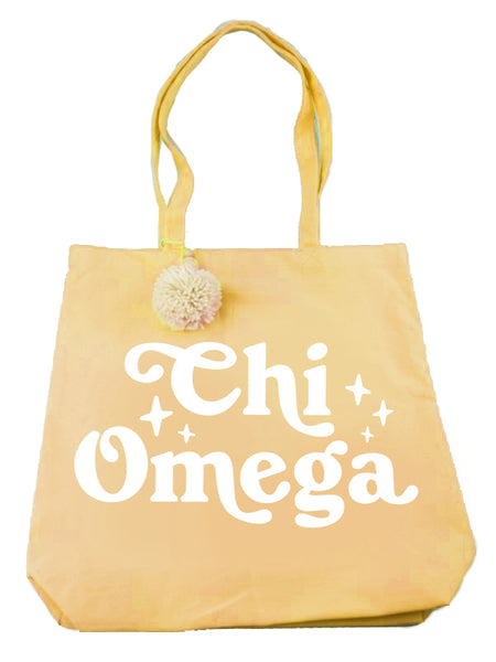 Chi Omega Pom Pom Tote Bag