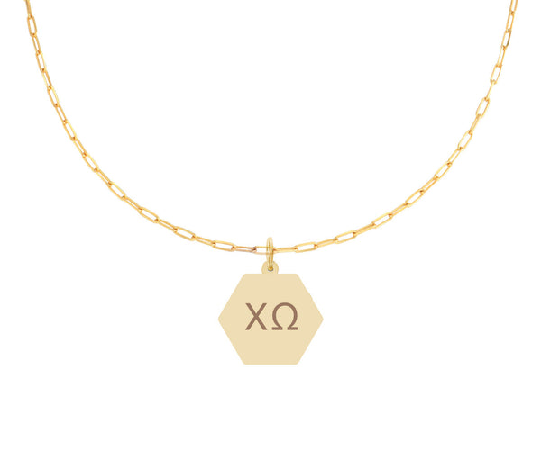 Chi Omega Paperclip Necklace with Pendant