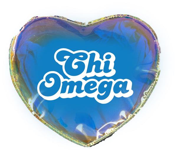 Chi Omega Holographic Heart Shaped Makeup Bag