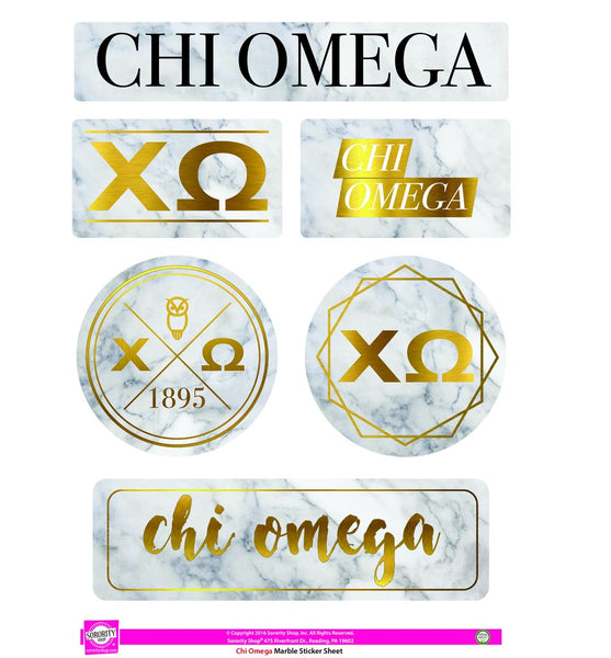 Chi Omega Marble Sticker Sheet