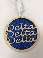 Delta Delta Delta Glitter Ornament