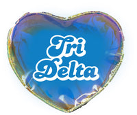 Delta Delta Delta Holographic Heart Shaped Makeup Bag
