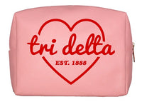 Delta Delta Delta Pink & Red Heart Makeup Bag