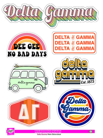 Delta Gamma Retro Sticker Sheet
