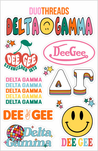 Delta Gamma Rainbow Sticker Sheet
