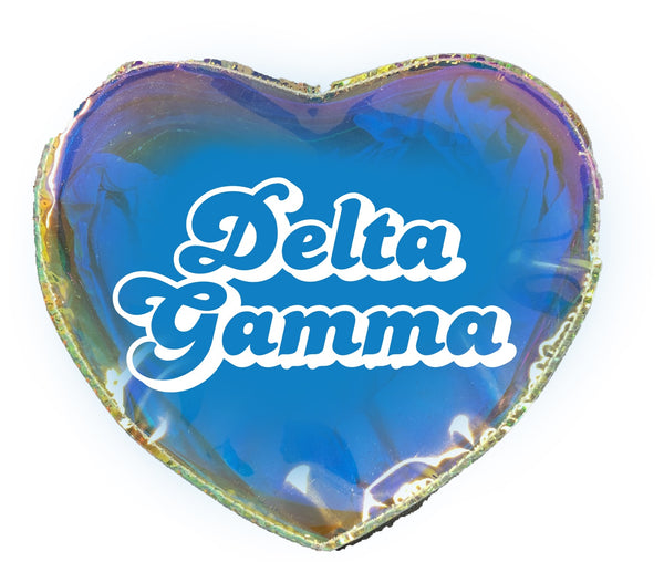 Delta Gamma Holographic Heart Shaped Makeup Bag