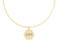 Delta Phi Epsilon Paperclip Necklace with Pendant