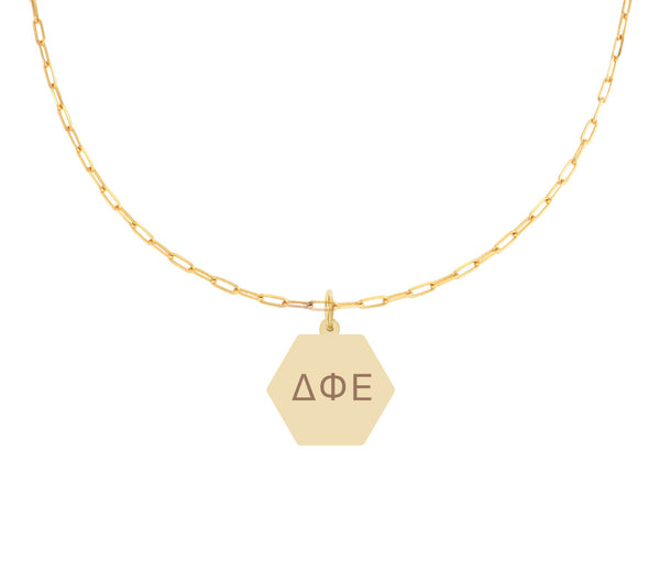 Delta Phi Epsilon Paperclip Necklace with Pendant
