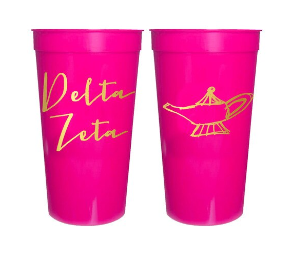 Delta Zeta Sorority Stadium Cup with Gold Foil Print