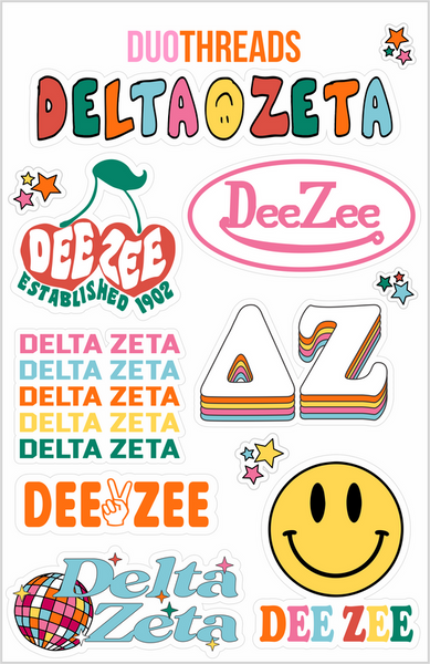 Delta Zeta Rainbow Sticker Sheet