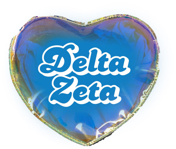 Delta Zeta Holographic Heart Shaped Makeup Bag