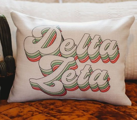 Delta Zeta Retro Throw Pillow – Greek Divine and More