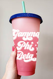 Gamma Phi Beta Color Changing Cups