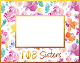 Gamma Phi Beta Gold Foil & Floral Painted Wooden Picture Frame