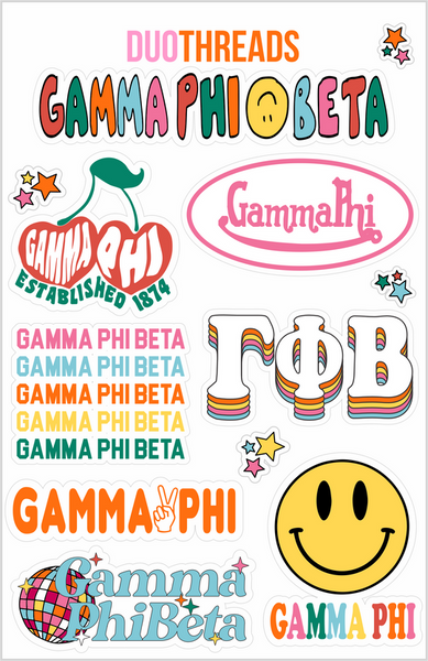 Gamma Phi Beta Rainbow Sticker Sheet