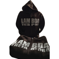 Lambda Theta Phi Brown Zip Hoodie with Heat Press Letters- Discontinued