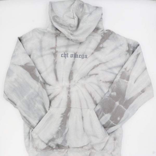 Chi Omega Embroidered Tie-Dyed Pullover Hooded Sweatshirt