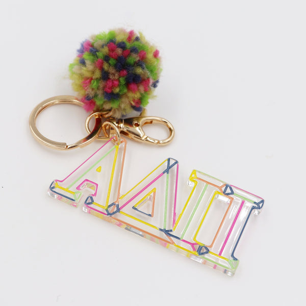 Alpha Delta Pi Color Block Acrylic Pom Keychain – Greek Divine and