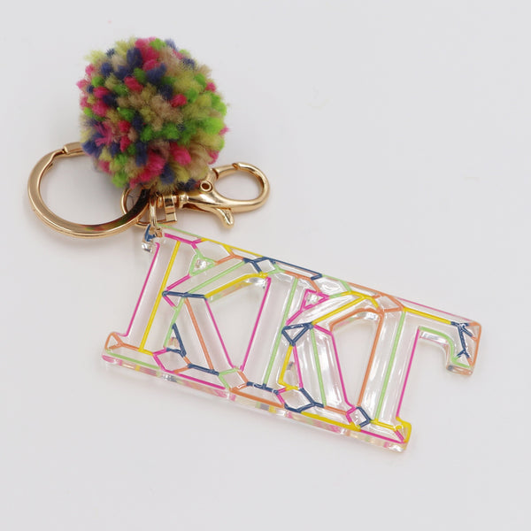 Kappa Kappa Gamma Color Block Acrylic Pom Keychain