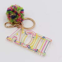 Alpha Omicron Pi Color Block Acrylic Pom Keychain