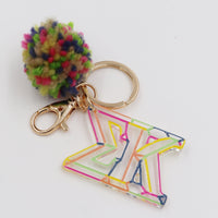 Sigma Kappa Color Block Acrylic Pom Keychain