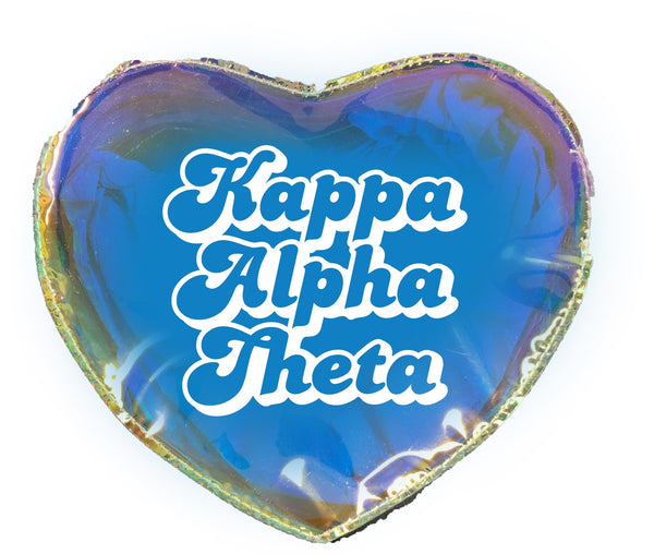 Kappa Alpha Theta Holographic Heart Shaped Makeup Bag