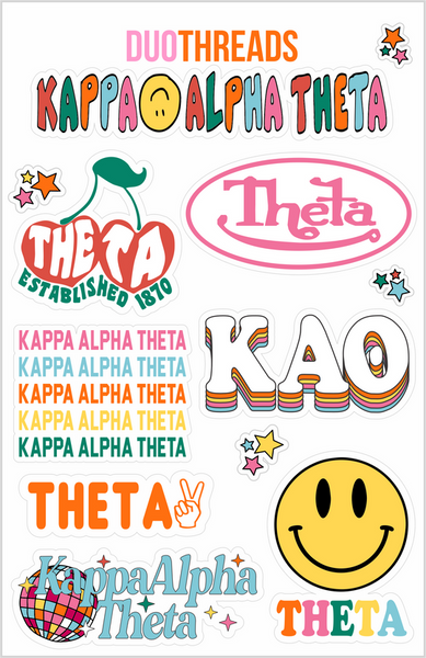 Kappa Alpha Theta Rainbow Sticker Sheet