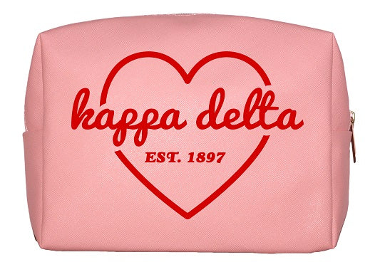 Kappa Delta Pink & Red Heart Makeup Bag