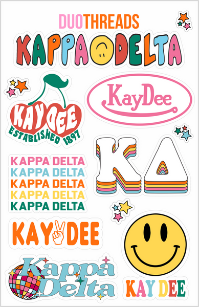 Kappa Delta Rainbow  Sticker Sheet