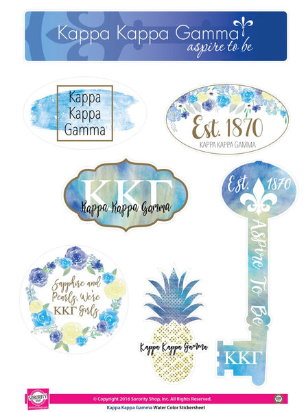 Kappa Kappa Gamma Watercolor Sticker Sheet