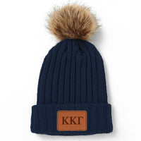 Kappa Kappa Gamma Leather Patch Pom Pom Knit Hat