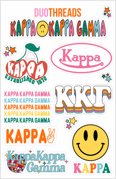 Kappa Kappa Gamma Rainbow Sticker Sheet