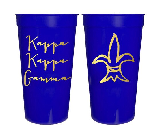 Kappa Kappa Gamma Sorority Stadium Cup with Gold Foil Print