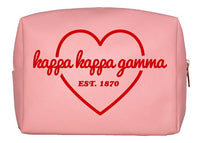 Kappa Kappa Gamma Pink & Red Heart Makeup Bag