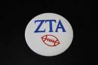 Zeta Tau Alpha Football Embroidered Button