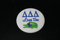 Delta Delta Delta Loves the Gator with Bow Game Day Embroidered Button