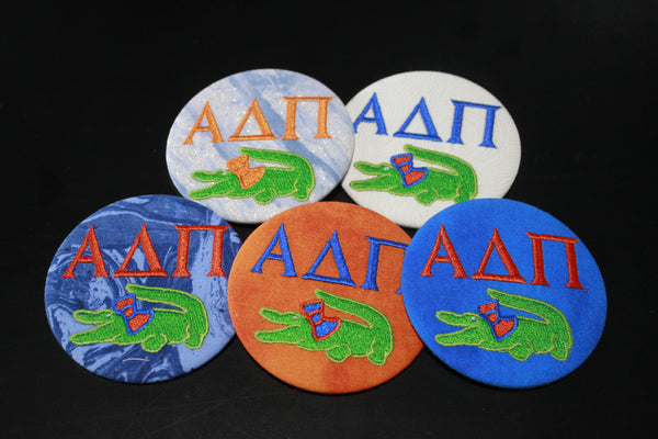 Alpha Delta Pi Gator with Bow Game Day Embroidered Button