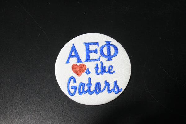Alpha Epsilon Phi "Hearts the Gators" Game Day Embroidered Button