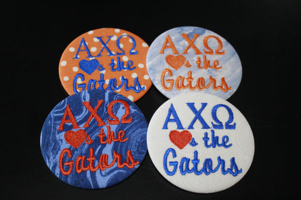 Alpha Chi Omega "Hearts the Gators" Game Day Embroidered Button