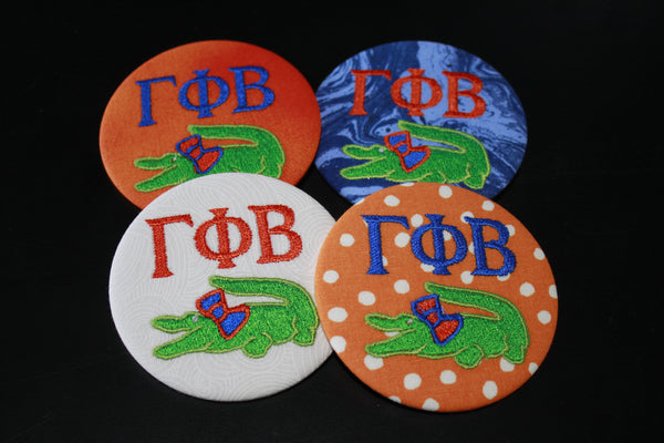 Gamma Phi Beta Gator with Bow Game Day Embroidered Button