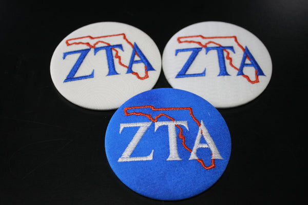 Zeta Tau Alpha Florida Outline Game Day Embroidered Button