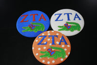 Zeta Tau Alpha Gator with Bow Game Day Embroidered Button