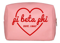 Pi Beta Phi Pink & Red Heart Makeup Bag