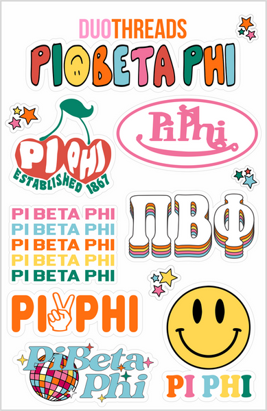 Pi Beta Phi Rainbow Sticker Sheet