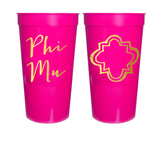 Phi Mu Gamma Sorority Stadium Cup with Gold Foil Print