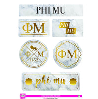 Phi Mu Marble Sticker Sheet